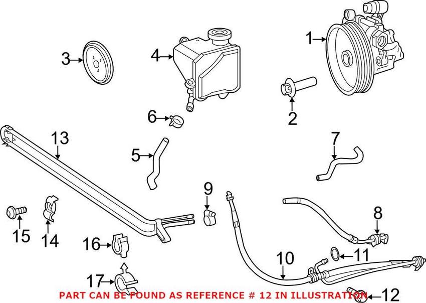 Mercedes Power Steering Pressure Line Bolt 000000003765